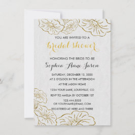 Invitación Elegante Relieve metalizado dorado floral Invitaci