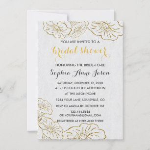 Invitación Elegante Relieve metalizado dorado floral Invitaci