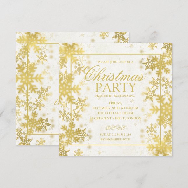 Invitación Elegante Relieve metalizado dorado Navidad de copa (Anverso / Reverso)