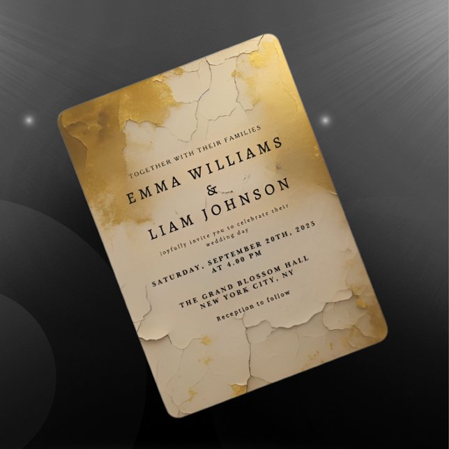 Invitación Elegante Relieve metalizado dorado Romper bodas de (Subido por el creador)