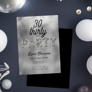 Invitación Elegante Relieve metalizado plateado Diamante de i