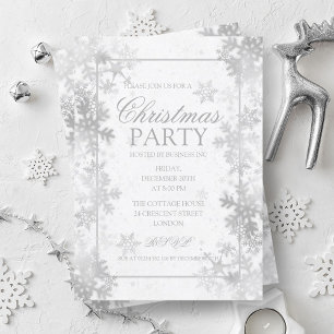 Invitación Elegante Relieve metalizado plateado Navidad de co