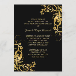 Invitación Elegante Remolino Dorado Aniversario de Boda