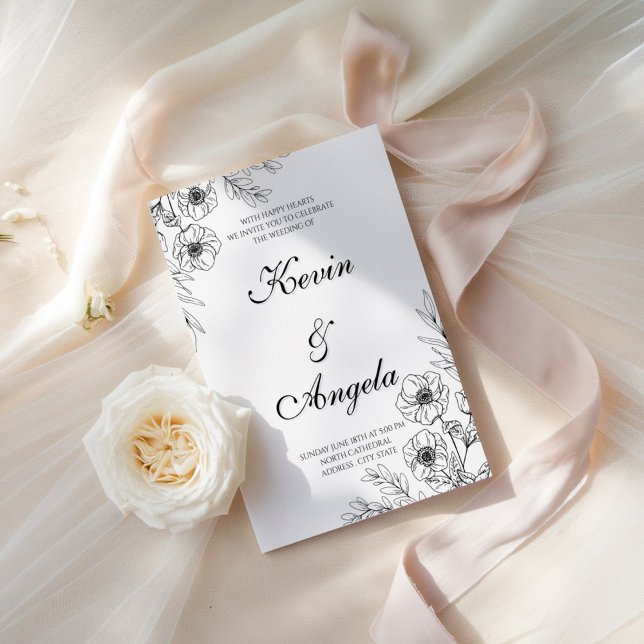 Invitación Elegante Rentabilidad Floral Minimalista (Subido por el creador)