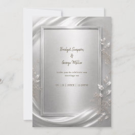 Invitación Elegante resplandor metálico floral plateado de bo