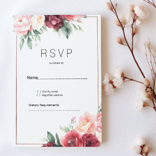 Invitación Elegante respuesta de aguamarina floral en rosa bu