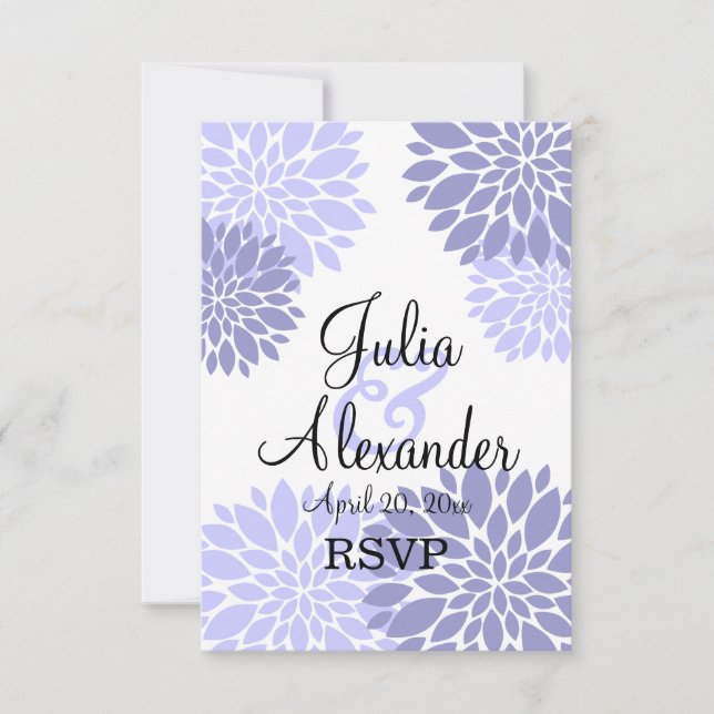 Invitación Elegante respuesta de boda con explosión floral de (Anverso)