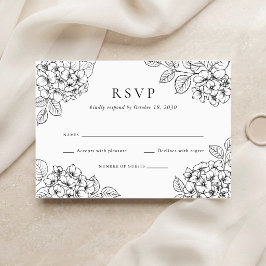 Invitación Elegante respuesta de boda con hortensias florales