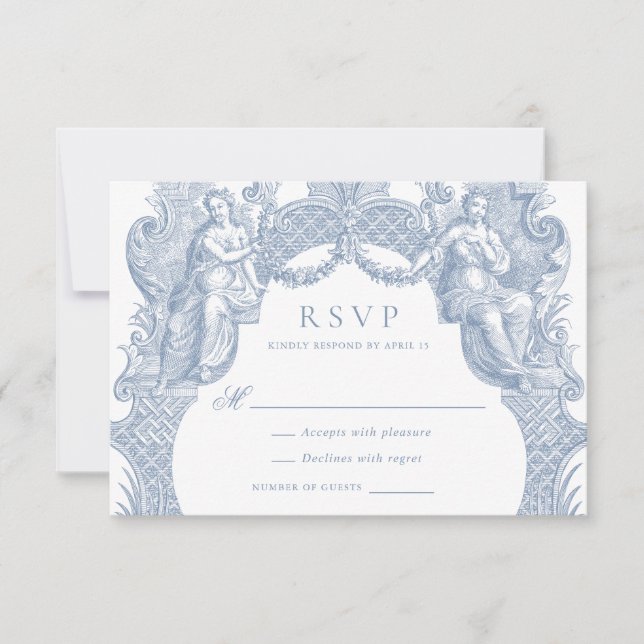 Invitación Elegante respuesta de boda con marco de toile barr (Anverso)