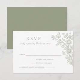 Invitación Elegante respuesta de boda floral vintage verde sa