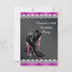 Invitación Elegante respuesta de cumpleaños de mujer en fucsi