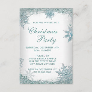 Invitación Elegante respuesta de fiesta de Navidad con copo d