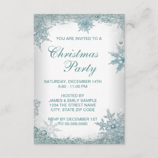 Invitación Elegante respuesta de fiesta de Navidad con copo d