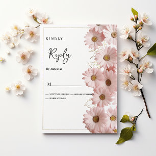 Invitación Elegante respuesta de flor de margarita de oro ros