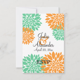 Invitación Elegante respuesta de flor de menta y naranja