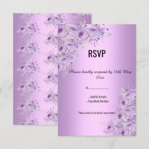 Invitación Elegante respuesta de RSVP de flor de lila platead