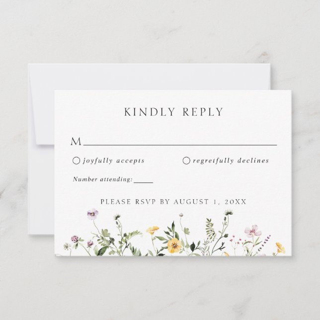 Invitación Elegante respuesta RSVP de la boda de la vegetació (Anverso)