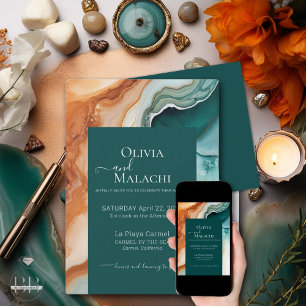 Invitación Elegante Resumen moderno Agate Jade Terracotta