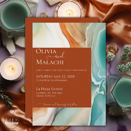 Invitación Elegante Resumen moderno Agate Terracotta