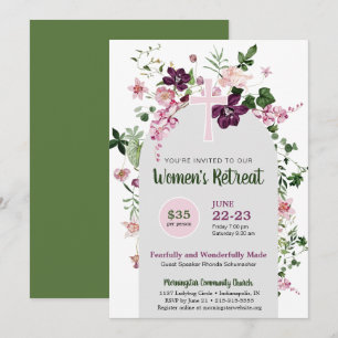 Invitación Elegante retiro de iglesia de mujeres con flores r
