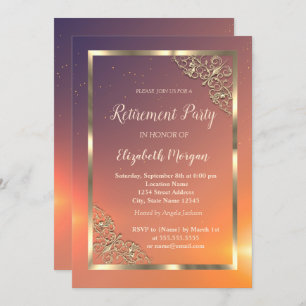 Invitación Elegante retiro de marco de oro festivo