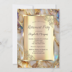 Invitación Elegante retiro de mármol de perla de Purpurina de