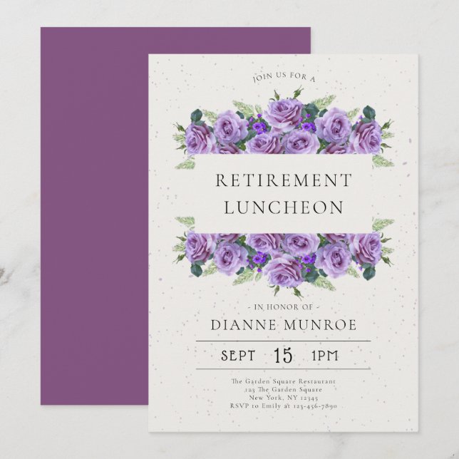 Invitación Elegante retiro floral Minimalista (Anverso / Reverso)