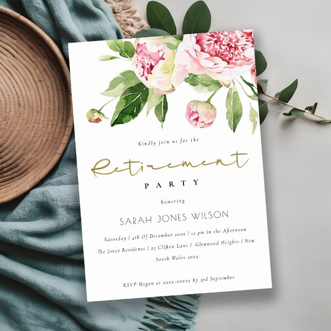 Invitación Elegante retiro floral suave rosa Rubor Floral Peo (Subido por el creador)