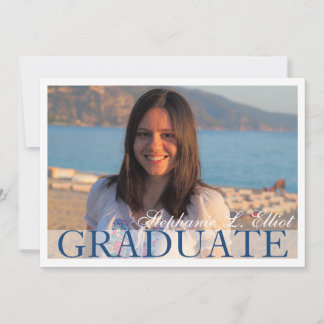 Invitación Elegante retrato azul elegante de graduación