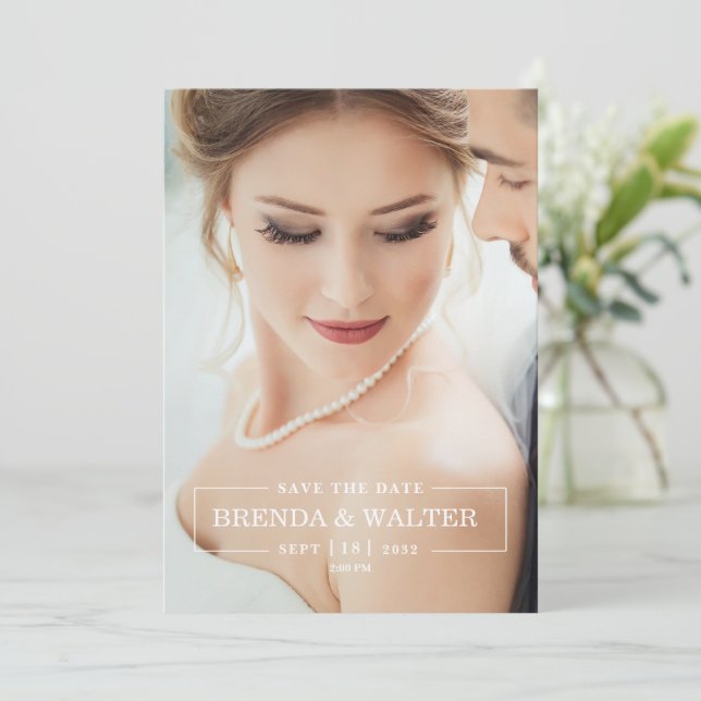 Invitación Elegante retrato de boda con foto personalizada co (Anverso de pie)
