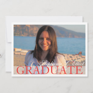 Invitación Elegante retrato rojo elegante de graduación