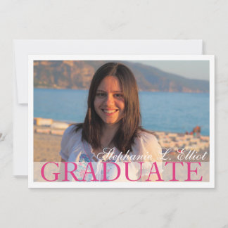 Invitación Elegante retrato rosa elegante de graduación