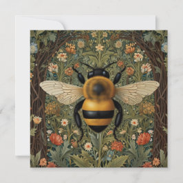Invitación Elegante retro bumblebee boho arte floral botánico