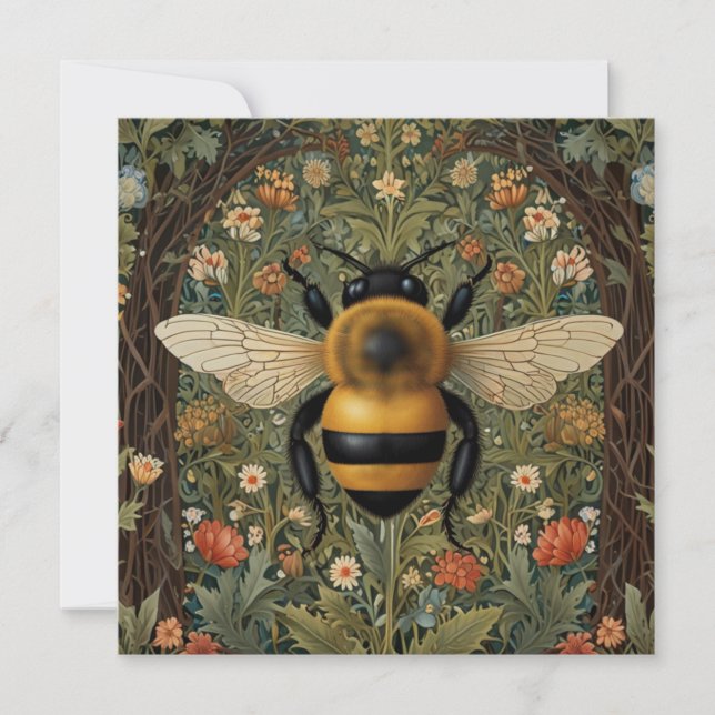 Invitación Elegante retro bumblebee boho arte floral botánico (Anverso)