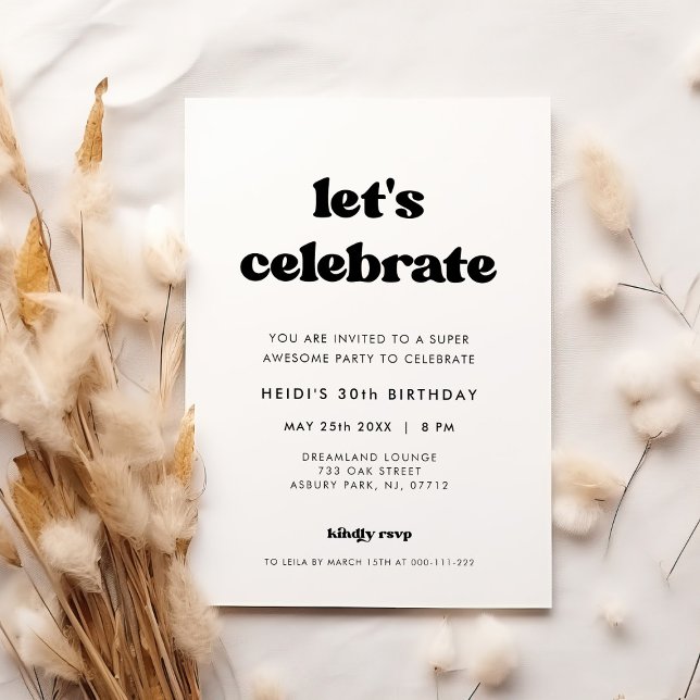 Invitación Elegante retro Celebremos Cumpleaños (Subido por el creador)