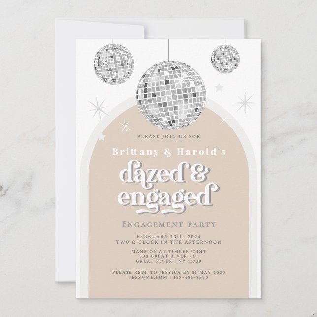 Invitación Elegante retro disco Groove Engagement foto (Anverso)