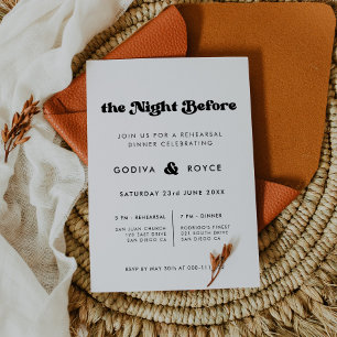 Invitación Elegante retro La noche antes de la cena de ensayo