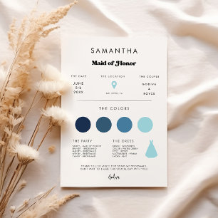 Invitación Elegante retro Maid of Honor info card