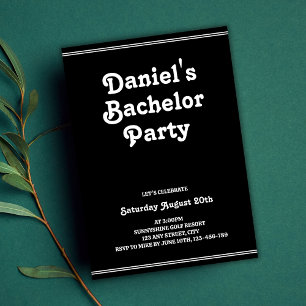 Invitación Elegante Retro Negro Simple Groovy Bachelor Party
