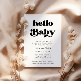 Invitación Elegante retro negro y blanco Hola bebé