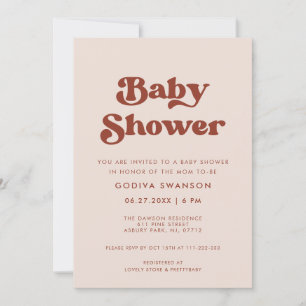 Invitación Elegante retro Peach Pink Baby Shower