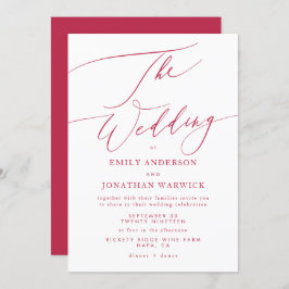 Invitación Elegante Retro Red Magenta El Boda