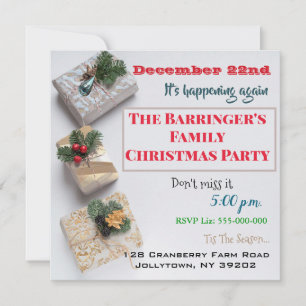 Invitación Elegante Reunámonos Fiesta de Navidad