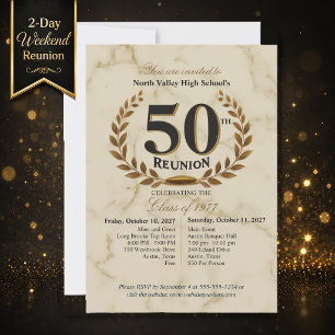 Invitación Elegante Reunión de Clase de 1977 de 50º Aniversar