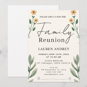 Invitación Elegante Reunión Familiar Botánica
