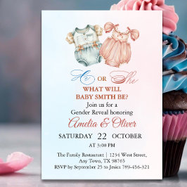 Invitación Elegante revelación de género de color de agua