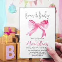 Elegante Ribbon Bows Rosa y Baby Girl Baby Shower