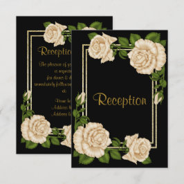 Invitación Elegante Rincón Chic Rosas Marfil Recepción de Bod