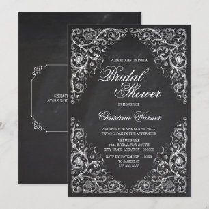 Invitación Elegante rincón de pizarra florece ducha de novia