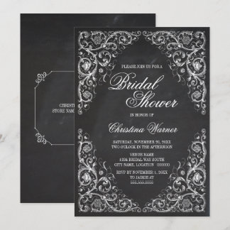 Invitación Elegante rincón de pizarra florece ducha de novia